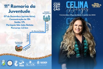 11ª Romaria da Juventude e Show de Celina Borges ocorrem nesta quinta-feira, 07